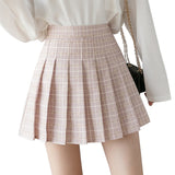 Women Plaid Pleated Skirts Kawaii High Waist A-line Mini Skirts Plus Size Summer Harajuku Korean Japanese School Uniform