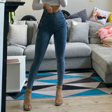 Women High Waist Jeans Woman Sexy Black Blue Elastic Skinny Pencil Pants Female Plus Size Zipper Wash Denim Trousers Girl