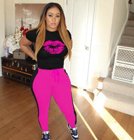 Two Piece Set Tracksuit Women Boat Anchor Print Plus Size 2 Piece Set Top And Pants Femme Clothes Elastic Waist Long Pants Set