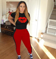 Two Piece Set Tracksuit Women Boat Anchor Print Plus Size 2 Piece Set Top And Pants Femme Clothes Elastic Waist Long Pants Set
