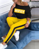 Two Piece Set Tracksuit Women Boat Anchor Print Plus Size 2 Piece Set Top And Pants Femme Clothes Elastic Waist Long Pants Set