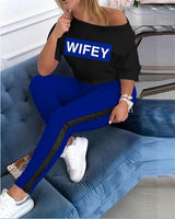 Two Piece Set Tracksuit Women Boat Anchor Print Plus Size 2 Piece Set Top And Pants Femme Clothes Elastic Waist Long Pants Set