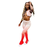 HAOYUAN Sexy Two Piece Set Jumpsuit Fall Clothes for Women Metal Chain Crop Top and Stacked Leggings Pants Club Birthday Outfits
