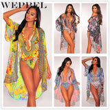 WEPBEL 2 Pieces Set Summer Women Beach Wear Sexy Bikini Set Floral Print Halter One Piece Swimsuit and Cover Up Sets