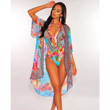 WEPBEL 2 Pieces Set Summer Women Beach Wear Sexy Bikini Set Floral Print Halter One Piece Swimsuit and Cover Up Sets