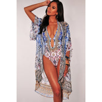WEPBEL 2 Pieces Set Summer Women Beach Wear Sexy Bikini Set Floral Print Halter One Piece Swimsuit and Cover Up Sets