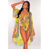 WEPBEL 2 Pieces Set Summer Women Beach Wear Sexy Bikini Set Floral Print Halter One Piece Swimsuit and Cover Up Sets