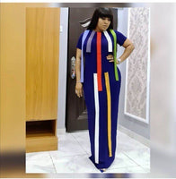 African Dresses For Women Dashiki Stripe Patchwok Maxi African Dress Robe Boubou Africaine Femme Bazin Plus Size African Clothes
