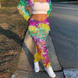 Tsuretobe Tie Dye Ripped Jeans For Women High Waisted Jeans Hollow Out Straight Baggy Jeans Women Clothing Plus Size Fashion