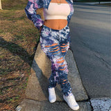Tsuretobe Tie Dye Ripped Jeans For Women High Waisted Jeans Hollow Out Straight Baggy Jeans Women Clothing Plus Size Fashion