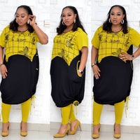 New African Clothes For Women Two Piece Sets Long Tops Skinny Pants Matching Set Mesh Patchwork Tracksuit Set Plus Size 4XL 3XL