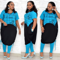 New African Clothes For Women Two Piece Sets Long Tops Skinny Pants Matching Set Mesh Patchwork Tracksuit Set Plus Size 4XL 3XL