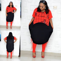 New African Clothes For Women Two Piece Sets Long Tops Skinny Pants Matching Set Mesh Patchwork Tracksuit Set Plus Size 4XL 3XL