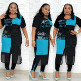 New African Clothes For Women Two Piece Sets Long Tops Skinny Pants Matching Set Mesh Patchwork Tracksuit Set Plus Size 4XL 3XL