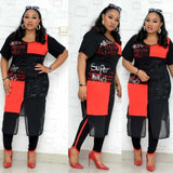 New African Clothes For Women Two Piece Sets Long Tops Skinny Pants Matching Set Mesh Patchwork Tracksuit Set Plus Size 4XL 3XL