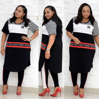 New African Clothes For Women Two Piece Sets Long Tops Skinny Pants Matching Set Mesh Patchwork Tracksuit Set Plus Size 4XL 3XL