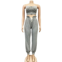 HAOYUAN Two Piece Set Jumpsuits Fall Women Clothing Sexy Night Club Outfits Off Shoulder Crop Top+Pant Lounge Wear Matching Sets