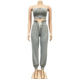 HAOYUAN Two Piece Set Jumpsuits Fall Women Clothing Sexy Night Club Outfits Off Shoulder Crop Top+Pant Lounge Wear Matching Sets