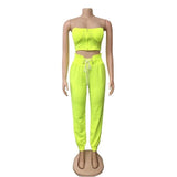 HAOYUAN Two Piece Set Jumpsuits Fall Women Clothing Sexy Night Club Outfits Off Shoulder Crop Top+Pant Lounge Wear Matching Sets