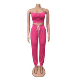 HAOYUAN Two Piece Set Jumpsuits Fall Women Clothing Sexy Night Club Outfits Off Shoulder Crop Top+Pant Lounge Wear Matching Sets