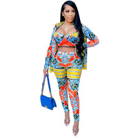ANJAMANOR Fashion Retro Printed 3 Three Piece Set Fall 2020 Women Clothing Sexy Club Outfits Plus Size Matching Sets D42-EA42