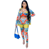 ANJAMANOR Fashion Retro Printed 3 Three Piece Set Fall 2020 Women Clothing Sexy Club Outfits Plus Size Matching Sets D42-EA42