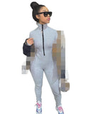 JRRY Women Ribbed Jumpsuits Long Sleeve Turtleneck High Elasticity Zippers Rib Bodysuit Print Raised Lines Pattern Outdoor Wear