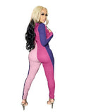 JRRY Women Ribbed Jumpsuits Long Sleeve Turtleneck High Elasticity Zippers Rib Bodysuit Print Raised Lines Pattern Outdoor Wear