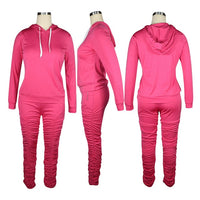 HAOYUAN Two Piece Set Fall Clothes for Women Jumpsuit Long Sleeve Hoodies Stacked Pant Suits Lounge Wear Outfits Matching Sets