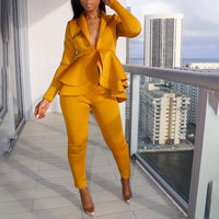 Plus Size Office Ladies Blue Pink 2 Two Piece Set Top and Pants Elegant Female Casual Business Matching Outfits Women Clothing