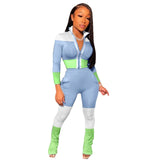 HAOYUAN Sexy Two Piece Set Jumpsuit Fall Clothes for Women Crop Top and Stacked Leggings Pant Club Outfits Bodycon Body Suits