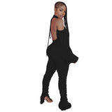 Backless Sexy Jumpsuits for Women 2020 Puff Sleeve Party Outfits Club Rompers Womens Jumpsuit Elegant Ruched Bodycon Jumpsuit