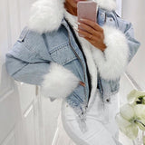 autumn winter women jacket coat warm faux fur short jean jackets 2020 ladies fashion plus size 3xl denim outwear thicken clothes