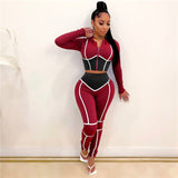 ANJAMANOR Caged Color Block Fashion Sweat Suits Women Tracksuit Zip Up Cropped Hoodie and Pants Two Piece Matching Sets D48-DE42
