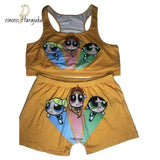 2020 Women Clothes Sexy 2 Two Piece Set Snickers Printed Sling Tube Top Biker Shorts Suit Bodycon Tracksuit Set Fitness Outfits