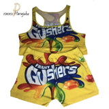 2020 Women Clothes Sexy 2 Two Piece Set Snickers Printed Sling Tube Top Biker Shorts Suit Bodycon Tracksuit Set Fitness Outfits