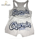 2020 Women Clothes Sexy 2 Two Piece Set Snickers Printed Sling Tube Top Biker Shorts Suit Bodycon Tracksuit Set Fitness Outfits