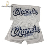 2020 Women Clothes Sexy 2 Two Piece Set Snickers Printed Sling Tube Top Biker Shorts Suit Bodycon Tracksuit Set Fitness Outfits