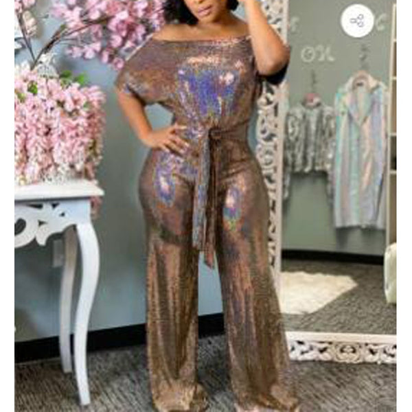 Sexy Slash Neck Short Sleeve Symphony Women Jumpsuit