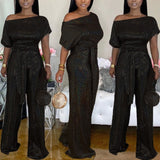 Sexy Slash Neck Short Sleeve Symphony Women Jumpsuit