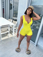 ANJAMANOR Sporty Sexy Bodycon Jumpsuit Romper Ribbed Knitted Deep V Neck Jump Suits for Women Plus Size Clothing D35-BI19
