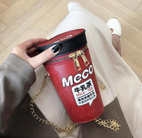 Popcorn Drink Bottle Cylinder Shaped Bag Shoulder Bags Messenger For Women PU Chain Crossbody Bags Ladies Bucket Handbags Purses