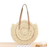 2020 Summer Round Straw Bags for Women Rattan Shoulder Bag Handmade Woven Beach Handbags Female Message Handbag Totes Bag