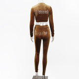 JillPeri Winter Velvet Crop Jacket and Tracksuit Joggers Two Piece Set with Diamante Rhinestones Jogging Suits for Women