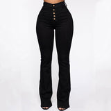 328.High Waist Women Jeans Buttons Female