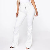 328.High Waist Women Jeans Buttons Female