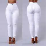 Women Pants Solid Color High Waist Button Slim Professional Trousers White Black Pants Plus Size Formal Female Pencil Pants