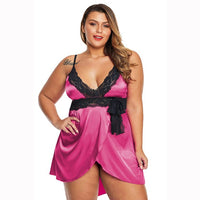 SAMWESTART Sexy Night Dress Women's Plus Size V-neck Fashion Strap Thin Comfortable Big New Red Pink Nightgown Women