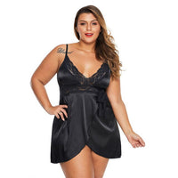 SAMWESTART Sexy Night Dress Women's Plus Size V-neck Fashion Strap Thin Comfortable Big New Red Pink Nightgown Women