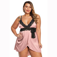 SAMWESTART Sexy Night Dress Women's Plus Size V-neck Fashion Strap Thin Comfortable Big New Red Pink Nightgown Women